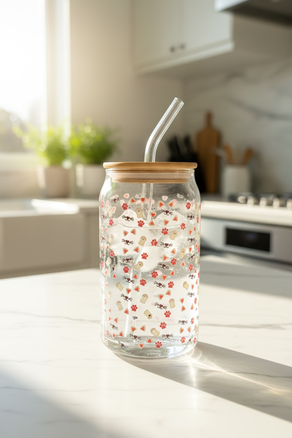 Producto - VASO Y SORBETE DE VIDRIO CON TAPA DE BAMBÚ 480ml - 15