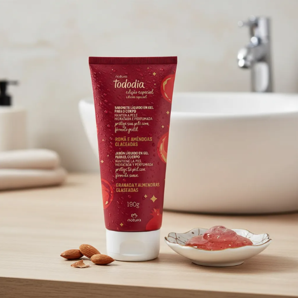 Producto - JABÓN LÍQUIDO EN GEL CORPORAL "GRANADA Y ALMENDRAS GLASEADAS" 190g