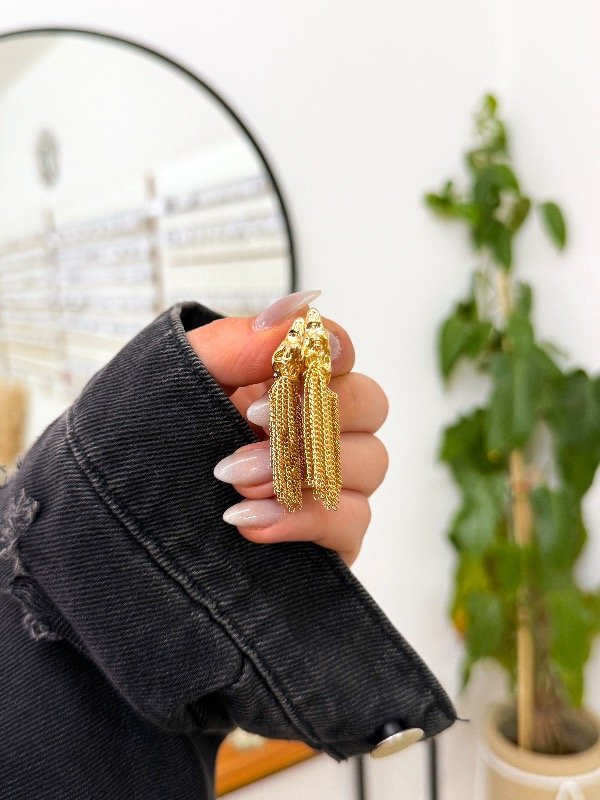 Producto - Semi argollitas doradas fantasía cadenas