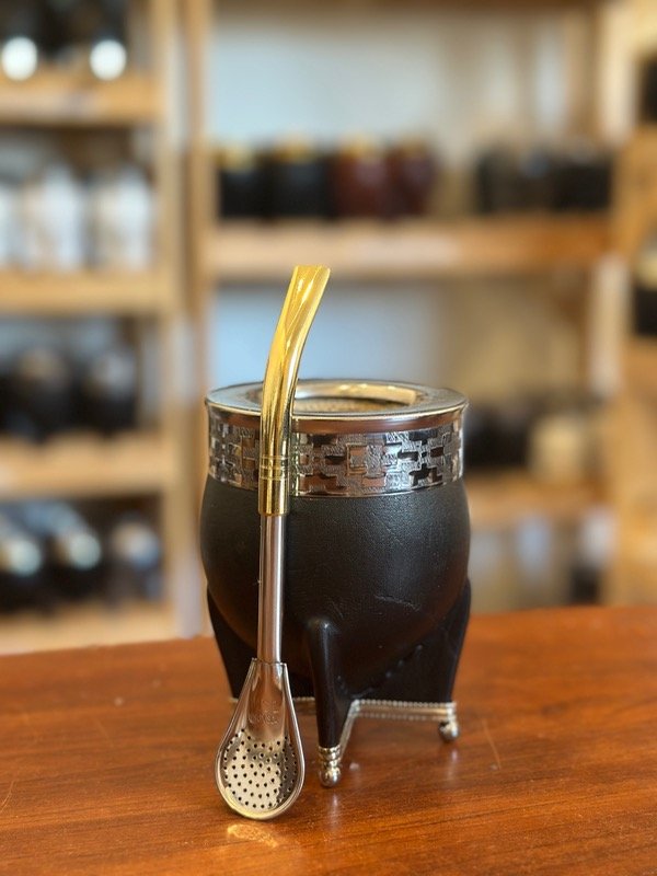 Producto - [COMBO] Mate imperial base alpaca + bombilla pico loro dorada