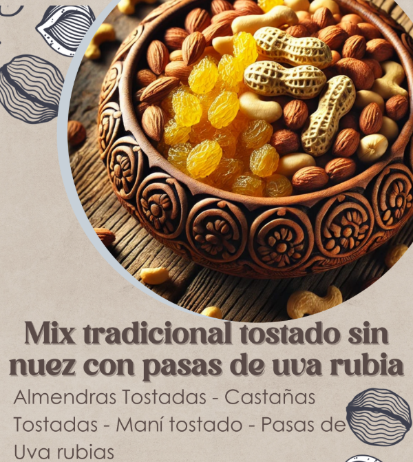 Producto - Mix tradicional tostado sin nuez con pasas de uva rubia