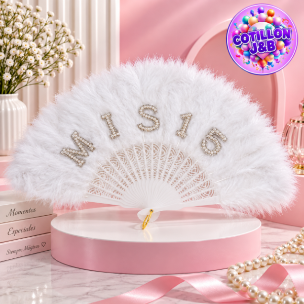 Producto - abanico con plumas blanco