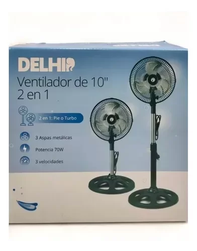 Producto - Ventilador de 10 DELHI de 3 aspas Metalicas 2 en 1 HIA - 2