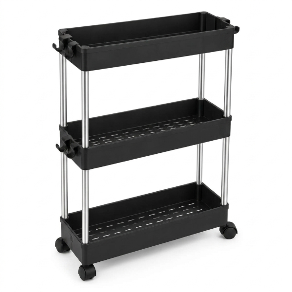 Producto - Organizador Ruedas Repisa Estante Baño Cocina Negro