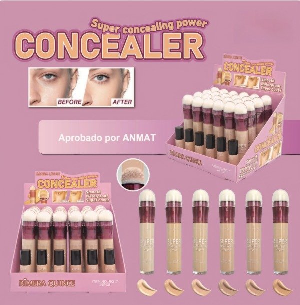 Producto - Corrector liquido alta cobertura Rimera Quince con esponja - 0