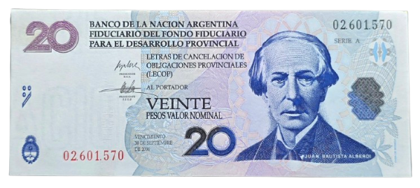 Producto - 20 Pesos - Lecop (Olivera - Scala) Col.E.#206 -XF