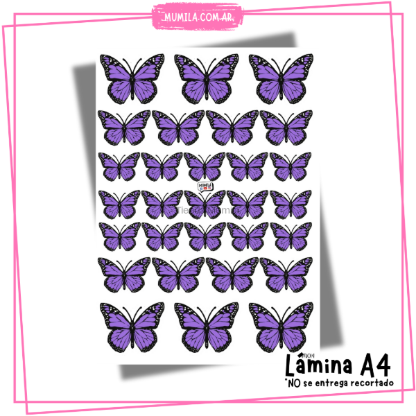 Producto - Mariposas comestibles M014 Lámina mariposas violeta
