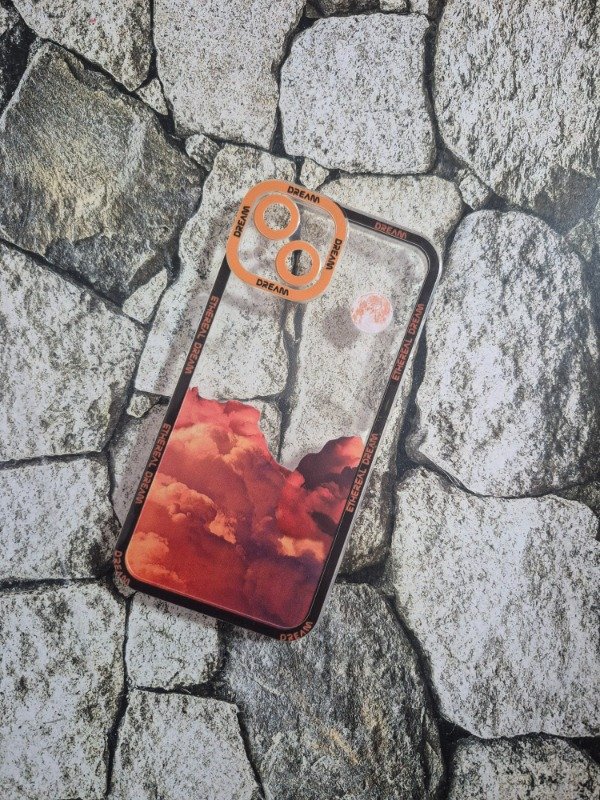 Producto - Funda tpu diseño Iphone 13 nubes naranja
