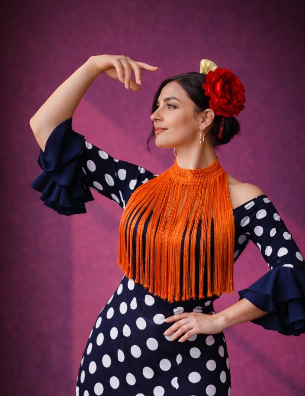 Producto - Collar De Flecos De Seda Recto Naranja