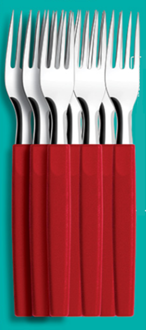 Producto - Tenedores de mesa x 6 unidades mango de plástico Rojo