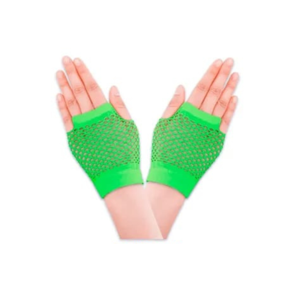 Producto - Guantes de red cortos sin dedos color verde flúo (10cm)