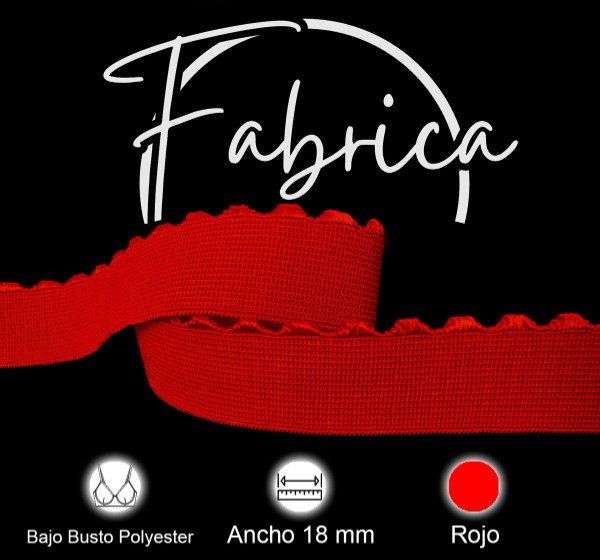 Producto - Bajo busto 18mm rojo polyester (1 metro)