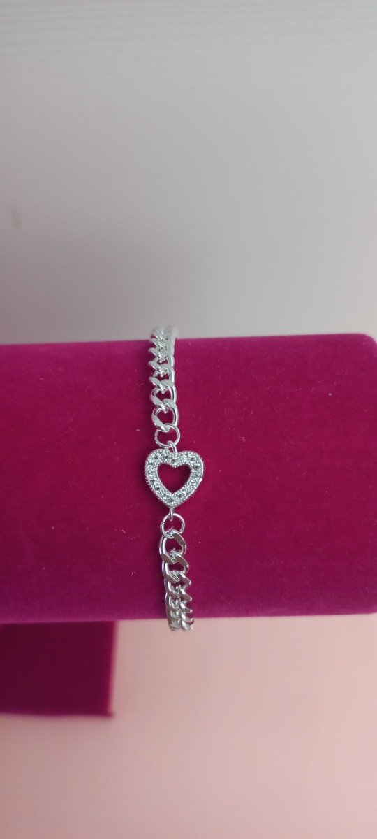 Producto - Pulsera corazón con strass en acero blanco 18cm