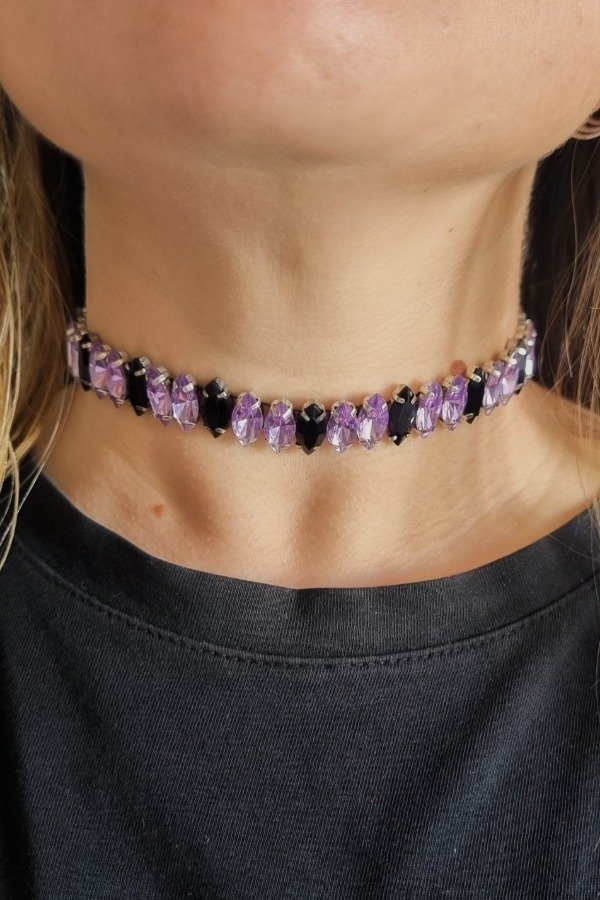 Producto - Collar LIRA . lila y negro - 0