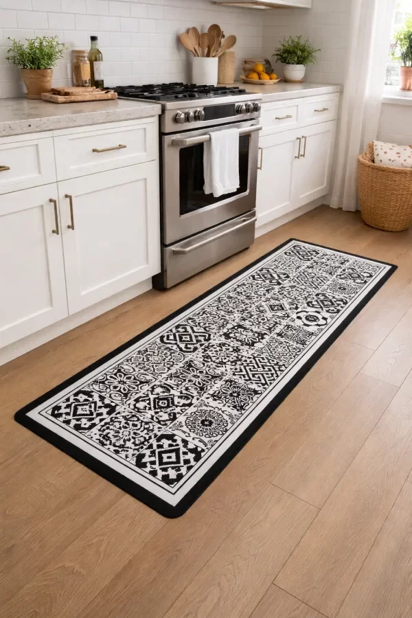 Producto - Felpudo Absorbente 38x118cm Mosaico Negro - 0