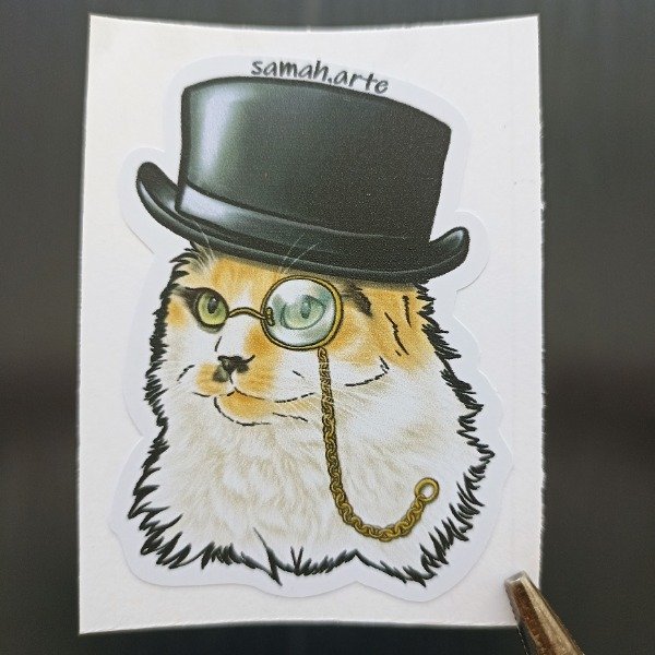 Producto - Sticker 111 - Gato monoculo y galera