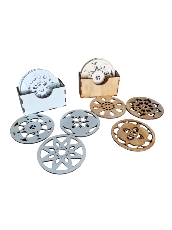 Producto - SET 6 POSAVASOS CALADOS + CAJITA