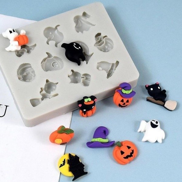 Producto - Molde miniatura halloween x 12- calabaza, fantasma, bruja
