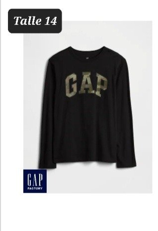 Remera manga larga gap talle 14 negra