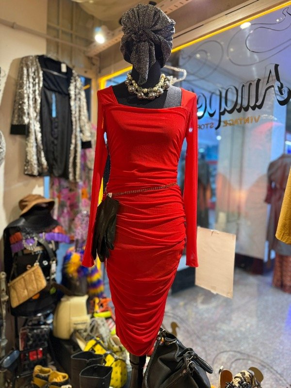 Producto - Vestido rojo fruncido - 4