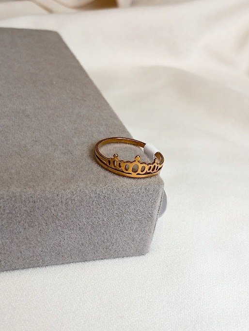 Producto - Anillo corona - Acero dorado