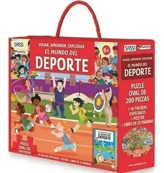 Producto - EL MUNDO DEL DEPORTE - VIAJA CONOCE Y EXPLORA - LIBRO + PUZLE + FIGURAS