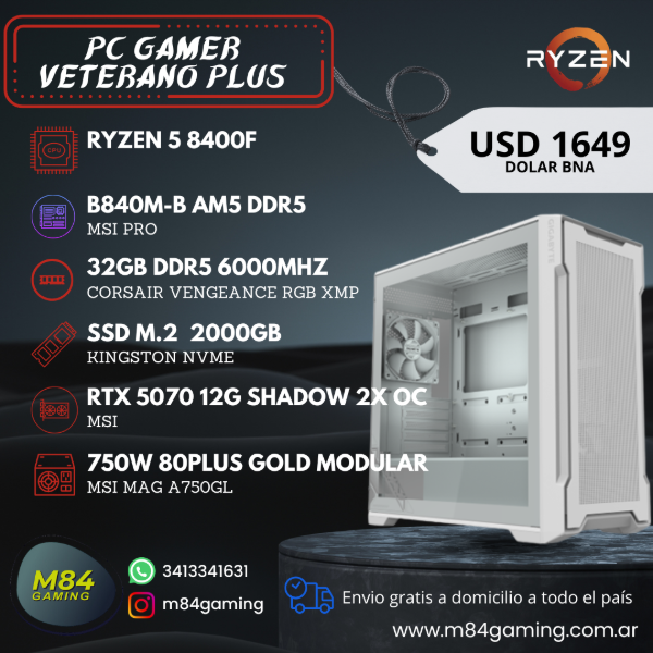 Producto - PC GAMER RYZEN 5 8400F RTX5070 12GB