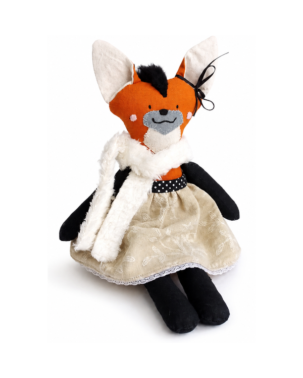 Producto - Muñeco de apego Aguará Guazú con vestido :: Compañero artesanal de tela - 3