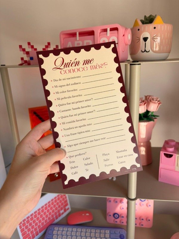 Producto - Quién me conoce más - Plantilla Imprimible