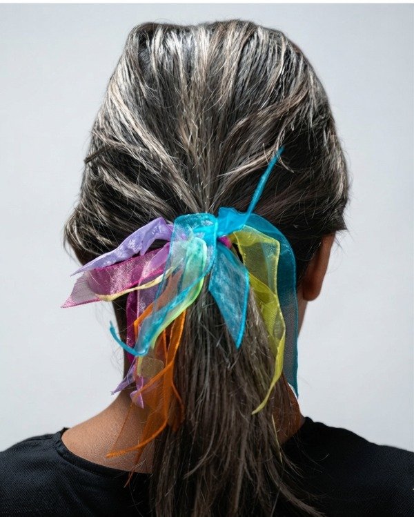 Producto - Gomitas Para Pelo modelo sol de arcoiris con tela Para Niñas X unidad - 0