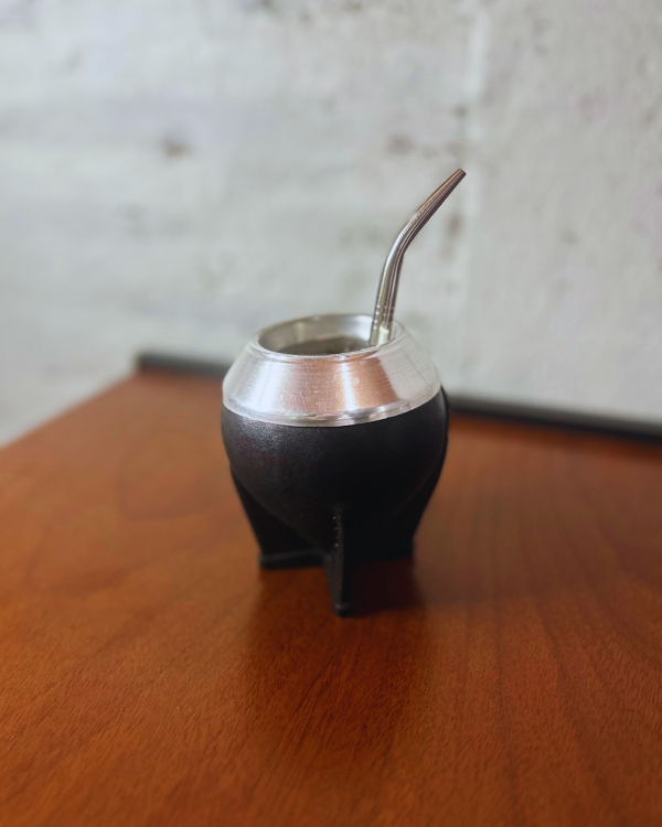 Producto - Mate torpedo virola de aluminio - cuero negro