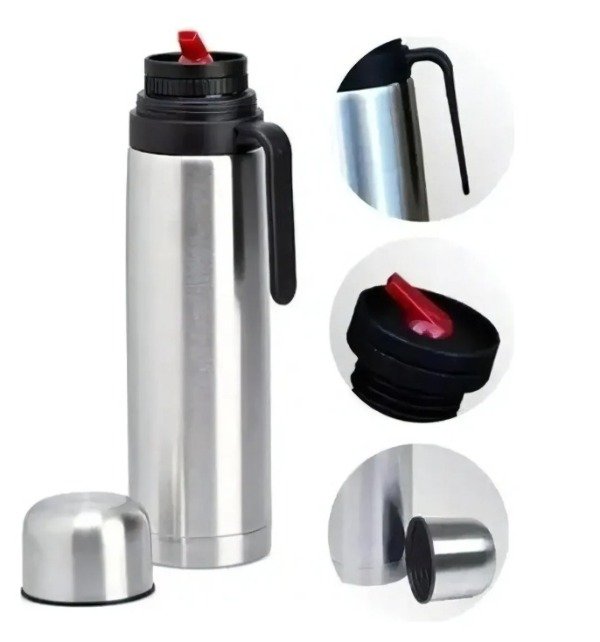 Producto - Termo Uruguayo 1 Lt. Acero Inoxidable Manija Y Pico Cebador Color Plateado
