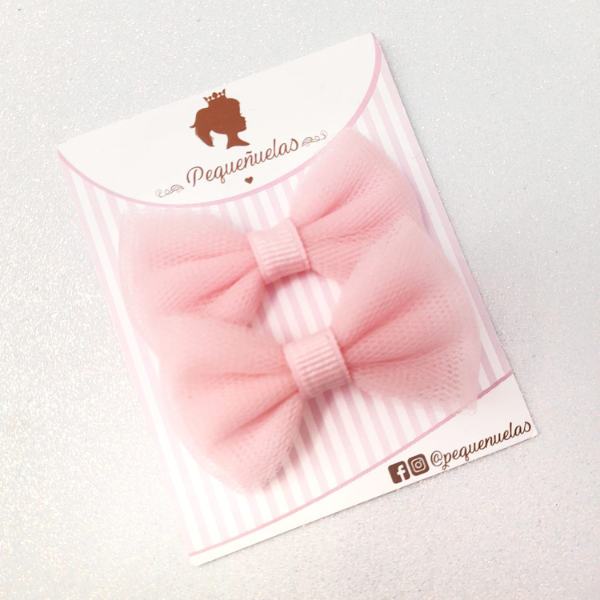 Mini moños tul rosa