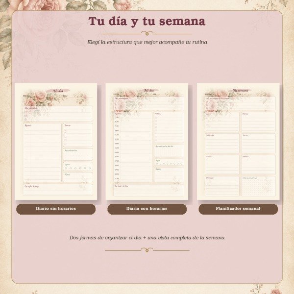 Producto - Kit de planificación imprimible Jardín de Rosas Vintage - A4 y A5 - 2