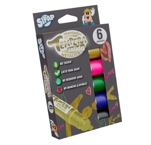 Producto - TEMPERA SOLIDA METAL X 6 UNIDADES SIFAP