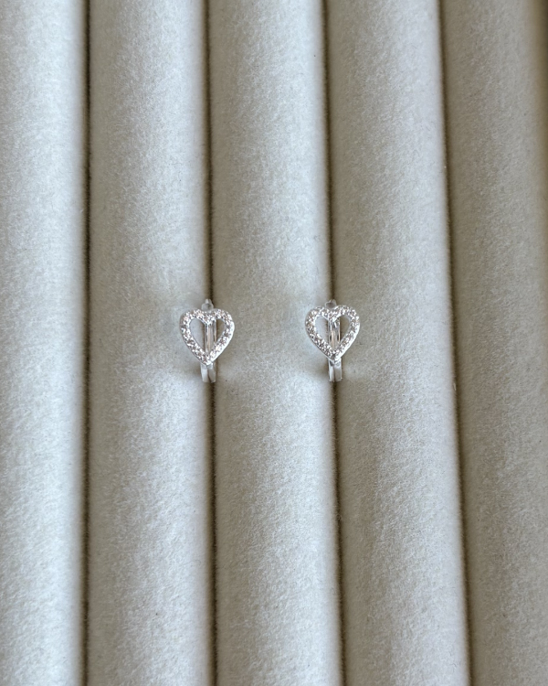 Producto - Argollas corazón calado con cubic de plata 925 1.2cmd