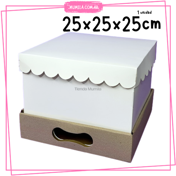 Producto - Caja Torta 25x25x25cm Blanca