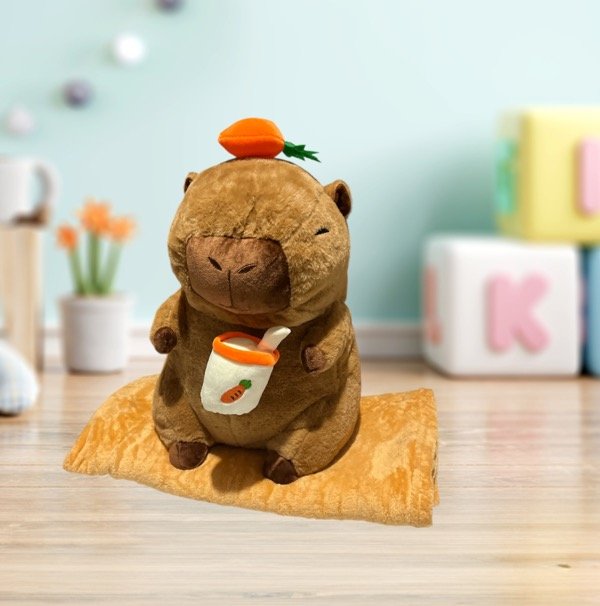 Producto - Peluche c/manta, Capibara zanahoria