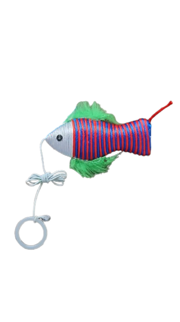 Producto - Juguete Pez Rascador con Hilo Muelle y Sonajero Gato