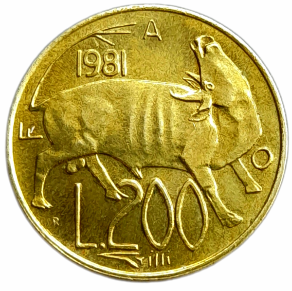 Producto - San Marino FAO 200 Liras 1981 Toro / Paz Km#123 XF
