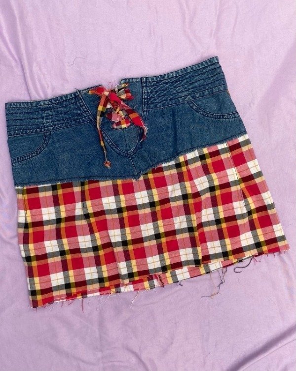 Producto - Pollera escocesa con jean