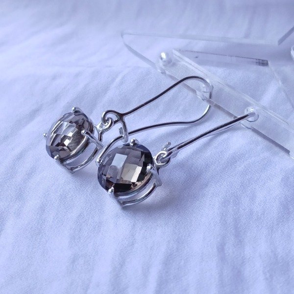 Producto - Aros Plata 925 cuarzo ahumado claros