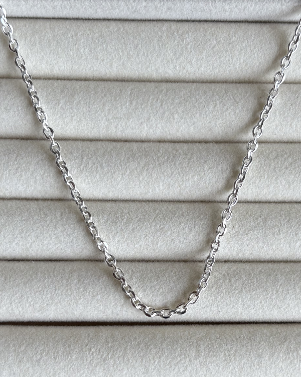 Producto - Cadena lisa 3mm de acero blanco 50cm