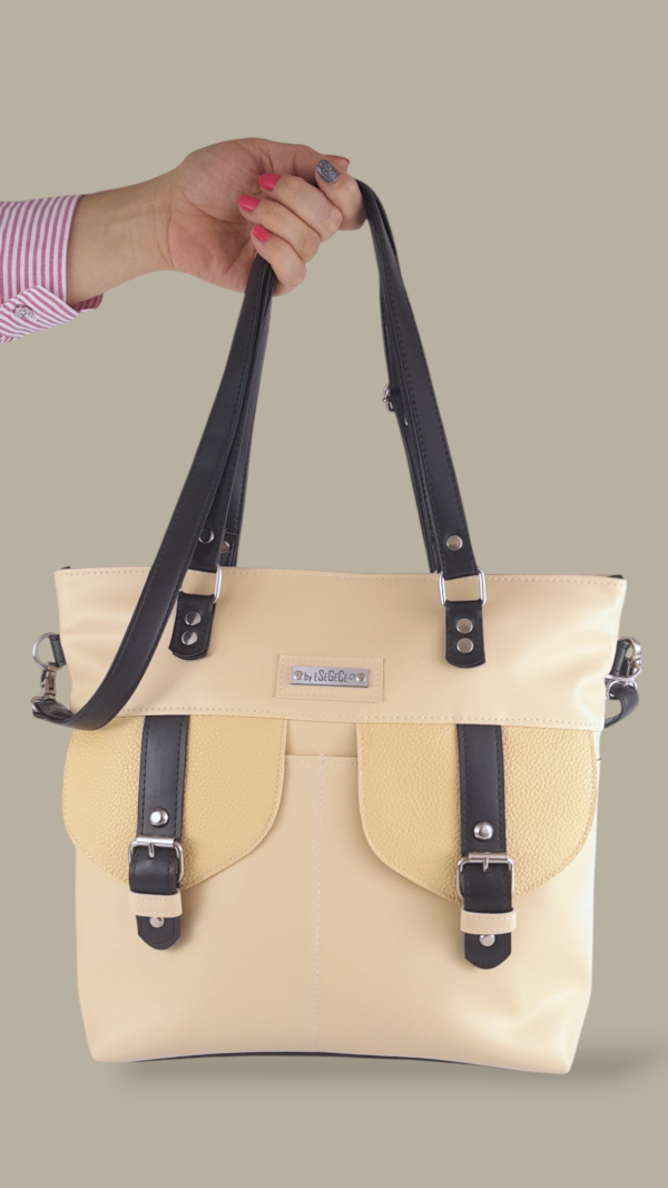 Producto - TOTE BAG - CARTERA BECCA NATURAL COMBINADA c/NEGRO