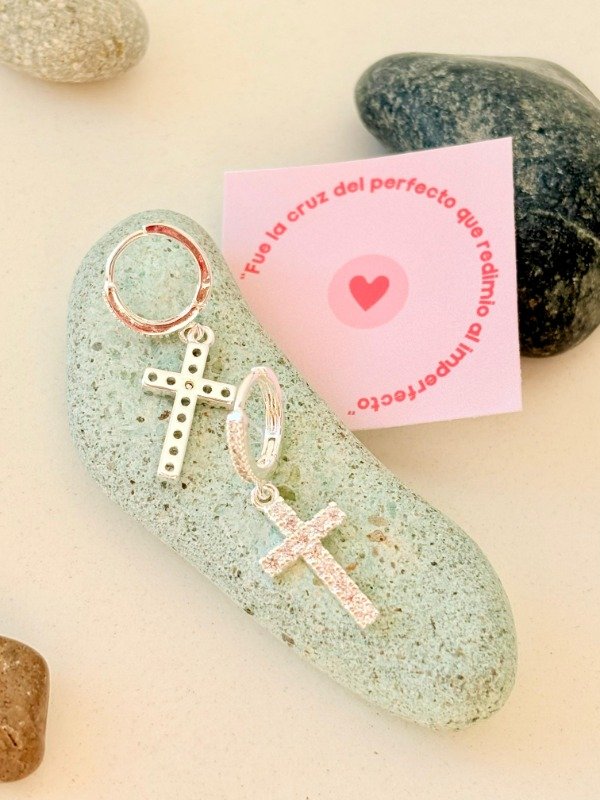 Producto - Aros Cruz - Micropave - Plata 925