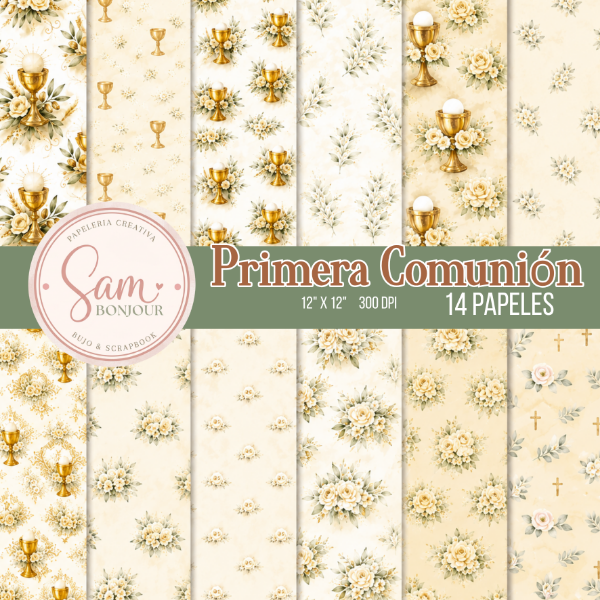 Producto - Archivo digital: Kit de papeles Primera Comunión Modelo d