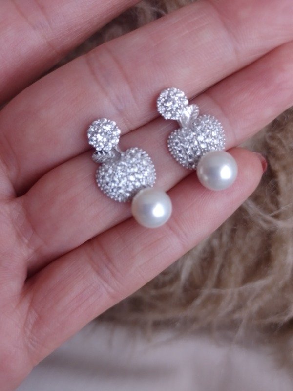 Producto - Aros corazón con perla doble función