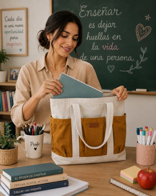 Producto - Bolso "Urbana" beige con bolsillo marrón ocre - 0