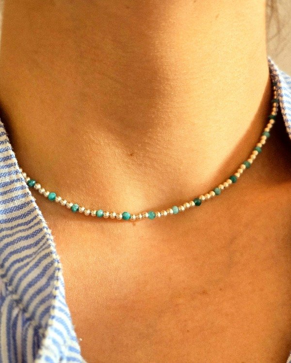 Producto - Gargantilla Plata ágatas aqua