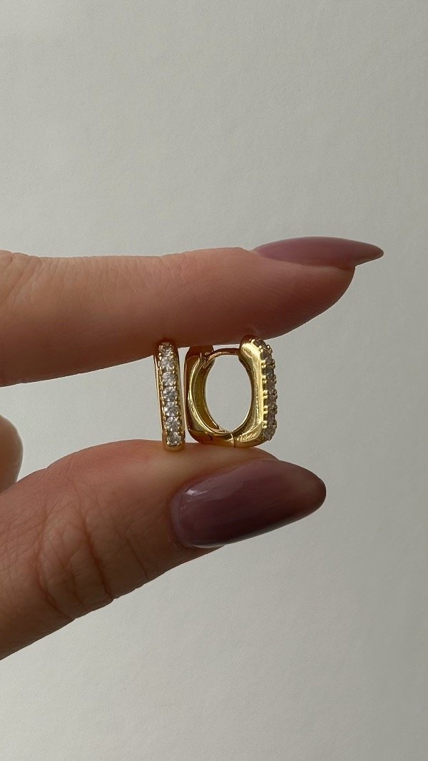 Producto - Argollas 1,4cm cuad bombe cubic ORO LAMINADO